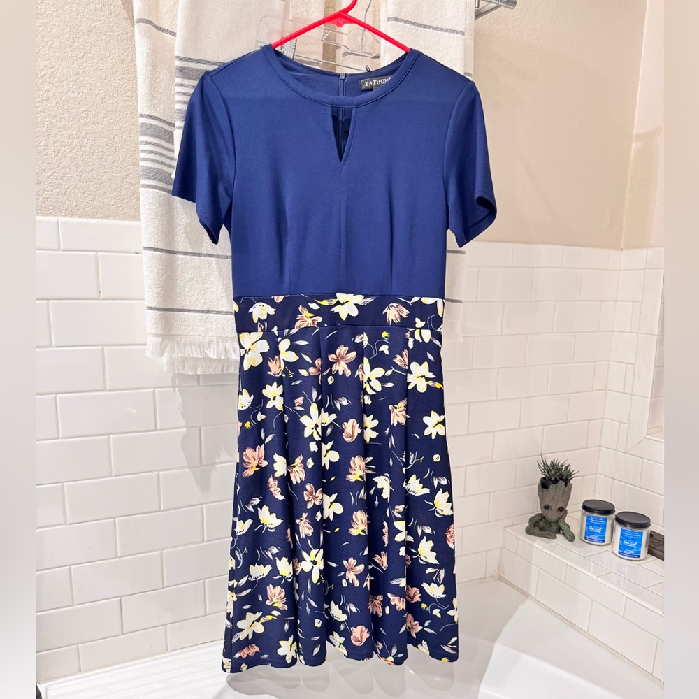 Navy Blue Floral Dresss NWT